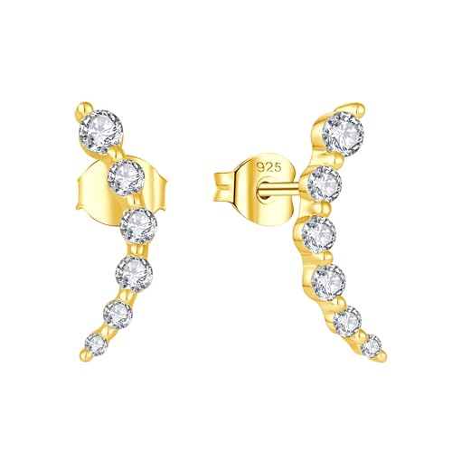 Starchenie 925 Sterling Silver Climber Earring Ear Crawler Stud Earrings for Women - color: Gold