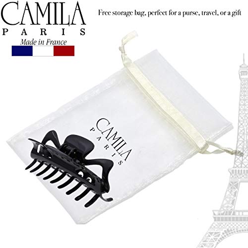 Camila Paris CP3028 French Large Hair Clips for Women Thick Hair for Long Curly Wavy Hair, Girls Hair Claw Clip, Durable Styling Big Claw Clip for Thick Hair, Strong Hold No Slip Grip, Made in France - color: Black 4.5"