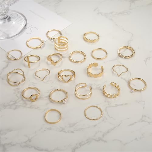 Knuckle Rings Set for Women, Dainty Stackable Midi Rings Simple Stacking Joint Finger Rings Pack Adjustable Cute Butterfly Heart Rings Mixed Size - style: A-22Pcs