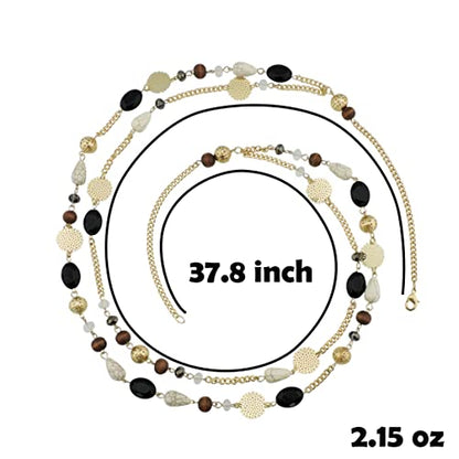 Bocar Long Necklaces for Women Trendy, Boho Layered Crystal Beaded Collar Necklaces for Women, Fashion Statement Necklaces Jewelry - color: Black