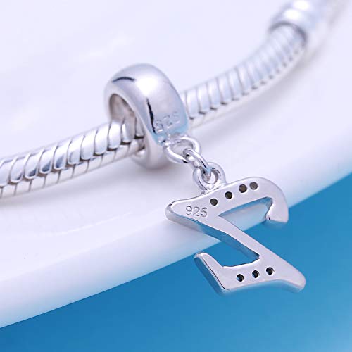 925 Sterling Silver Letter Charms Fits Pandora Bracelets, Gift for Women | A-Z Alphabet Initial Charm with CZ,Great gift for Christmas, Valentine's Day, Mother's Day. - color: Z