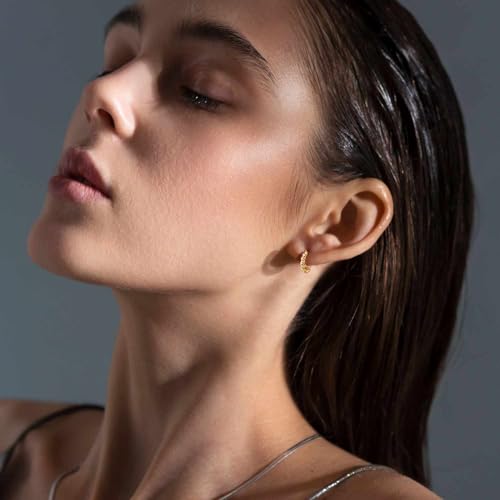 NEARLAND Gold Hoop Earrings for Women 14K Gold Earrings for Women | Twisted Small Gold Hoop Earrings Hypoallergenic 14K Gold Hoop Earrings Lightweight Gold Hoop Earrings for Women 15/19/23mm - size: 15mm