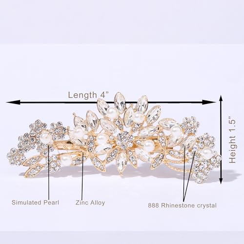 Hapibuy Crystal Rhinestone Pearl Hair Comb Gold Wedding Bridal Hair Pins Accessory - color: Gold-Hair Clip
