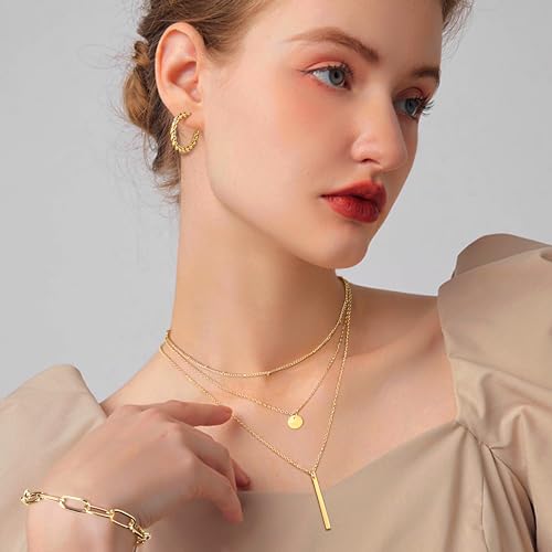 FASACCO Gold Jewelry Sets for Women Trendy Gold Necklace and Bracelet Set Dainty Jewelry Pack