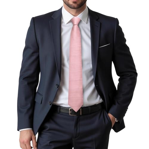 Dubulle Mens Paisley Striped Tie Woven Necktie for Men and Handkerchief Cufflinks Set Wedding Formal Business - color: Blush Rose Gold