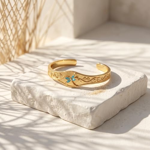 Dragonfly Cuff Bracelet 14K Gold Plated Dragonflies Bangle Bracelet Dragonfly Jewelry Gifts for Women