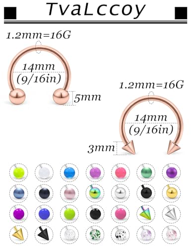 20/18/16/14G Horseshoe Septum Nose Lip Rings Smile Piercings 6/8/10/12/14/16mm Cartilage Helix Daith Earrings Surgical Steel Jewelry for Women Men - size: 16g*9/16in(14mm)