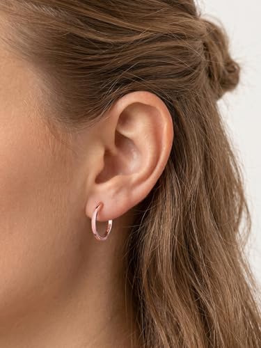 925 Sterling Silver Huggie Hoop Earrings, Small Silver Hoop Earrings for Women Hypoallergenic Huggie Lightweight Small Hoops Earring Cartilage Sleeper Earrings 6/8/10/12/14/16/18/20mm - color: Rose Gold, size: 18MM