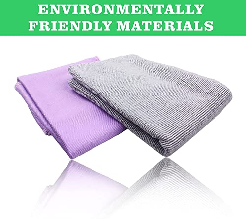 NΘrwex Basic Package Window Cleaning Cloth and EnviroCloth Glass Cloth, Cleaning Cloth, Streaks Scratches Free, Just Add Water (Purple 1 Pack, Grey 1 Pack) - color: Purple 1 Pack, Grey 1 Pack