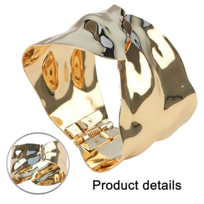 Hollow Geometric Open Cuff Bracelet for Women, Shining Electroplated Iron Wristband, Novel Designer Fashion Jewelry Accessory in Gold or Silver