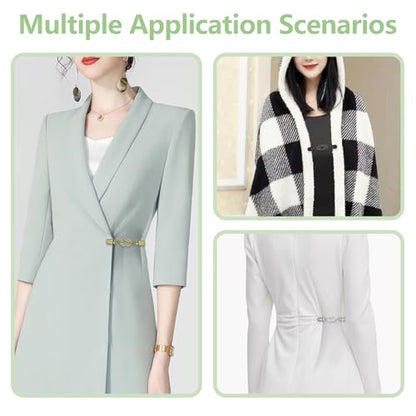 ROPAKED 3 Pcs Sweater Clips Cinch Clips Vintage Dress Clip Back Cinch Shawl Cardigan Collar Clip to Tighten Dress Pant Waist Tightener for Women