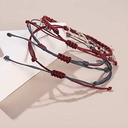 Waterproof String Anklets Cute Beaded Ankle Bracelets Beach Wave Anklet Stainless Steel Coin Boho Ankle Jewelry for Women - color: Wine