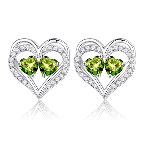 Iefil Birthstone Earrings for Women - 925 Sterling Silver Birthstone Earrings, Anniversary Birthday Gifts for Women Wife Girlfriend Mom - color: 08-08-Aug-Aug Birthstone