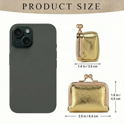 Zivyes Mini Jewelry Box Travel Small Coin Purse Organizer Case Genuine Leather Tiny Size (gold) - color: gold