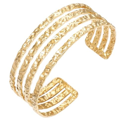 Multi-Layer Cuff Bracelet for Women Cross Wire Bracelets Open Wide Cuff Gold Bangle Bracelet - color: Gold 3