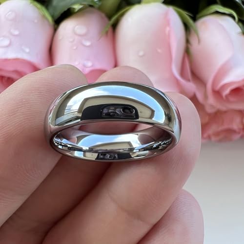 TUTISS 4mm 6mm 8mm 10mm Silver/Gold/White Tungsten Rings for Men Women Couple Fashion Jewelry Anniversary Engagement Wedding Bands Domed Polished I Love You Engraved Comfort Fit - color: 6mm Tungsten I Love You