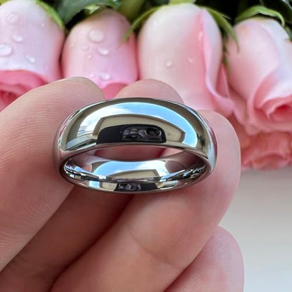 TUTISS 4mm 6mm 8mm 10mm Silver/Gold/White Tungsten Rings for Men Women Couple Fashion Jewelry Anniversary Engagement Wedding Bands Domed Polished I Love You Engraved Comfort Fit - color: 6mm Tungsten I Love You