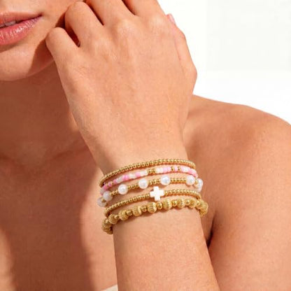 Dainty Gold Plated Pearl Crystal Beaded Bracelets Set for Women 14K Gold Plated Bead Pearl Beads Bracelet Stackable Paperclip Link Chain Bracelets Gold Plated Bracelets for Women Trendy Jewelry - color: Style4-gold bracelets set3