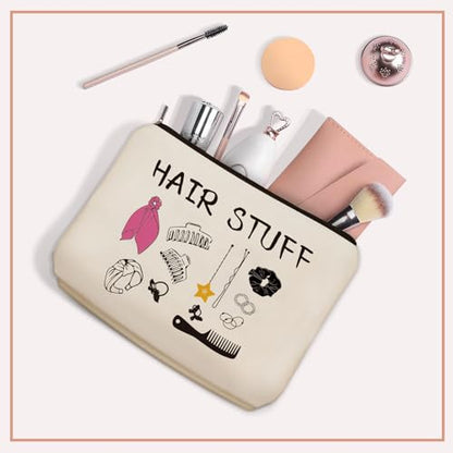 Mom Gifts Hair Stuff Makeup Bag: Hair Accessories Themed Cosmetic & Toiletry Organizer Pouch For Teen Girls & Women Hairstylist Sisters, Friends.Ideal Mom Gift For Travel, Birthdays. - style: Hair Stuff