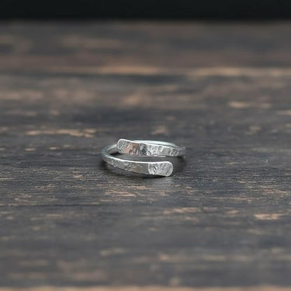 Hammered 925 Sterling Silver Adjustable Thumb Ring, Boho Style, Open Band, Handmade Jewelry, Unisex Ring, Minimalist Statement Ring, Gift for Her/Him - color: Rose Gold