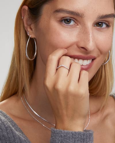 Milla Oval Hoop Earrings for Women | Elegant Polished 14K Gold, Rose Gold or Silver Plated Hoops with Secure Latch Closure, Hypoallergenic & Lightweight - color: Sterling Silver Plated / 1.8 in - SMALL