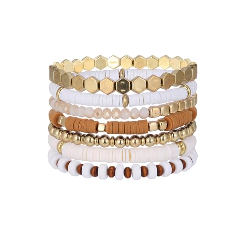 Mens Beaded Bracelets Tribal Wooden Elastic Adjustable Prayer Beads Wrap Cuff for Women - color: S: 8pcs