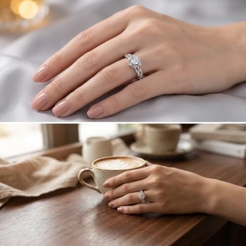 Women's Gorgeous Round Cubic Zirconia Eternity Ring - Shiny CZ Proposal & Wedding Band - color: Silver