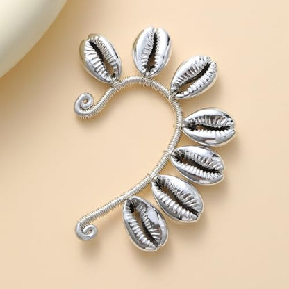 Wellike Gold Ear Cuffs For Women Non Piercing Single Clip On Earrings 18k Gold/Silver Plated Handmade Cuff Earrings Hypoallergenic Waterdrop Cowrie Shell Jewelry - color: KKWE580-S