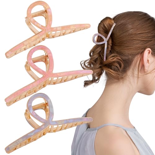 Mistofu Large Metal Hair Clips for Thick Hair, Alloy Hair Claw for Women | 3 Pcs 4.5",Strong Hold Big Claw Clips,Fashion Styling Accessories for Women Girls - color: Alloy Multicolor 4