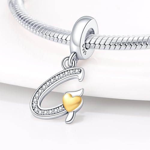HappyStar Sterling Silver Letter Charms for Bracelets Alphabet Initial Dangle Charms Bead fit Pandora Bracelets Jewelry Gifts for Women - color: Letter charms G