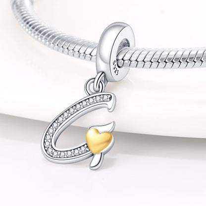 HappyStar Sterling Silver Letter Charms for Bracelets Alphabet Initial Dangle Charms Bead fit Pandora Bracelets Jewelry Gifts for Women - color: Letter charms G