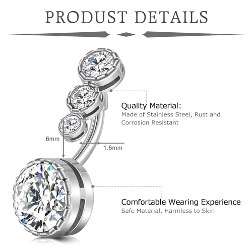 VCMART Belly Button Ring Short Bar Belly Ring Short Belly Button Rings Surgical Steel 6mm Belly Rings for Women Small Belly Button Piercing Navel Rings Piercing Jewelry - color: A4 -silver