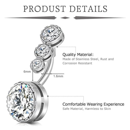 VCMART Belly Button Ring Short Bar Belly Ring Short Belly Button Rings Surgical Steel 6mm Belly Rings for Women Small Belly Button Piercing Navel Rings Piercing Jewelry - color: A2 -silver