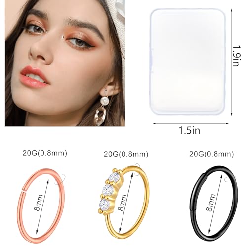 ONESING 9-40 Pcs Nose Rings - Hoops, Studs & L Shape - Hypoallergenic Stainless Steel Nose Piercings for Women & Men - color: Colorful-32 Pcs