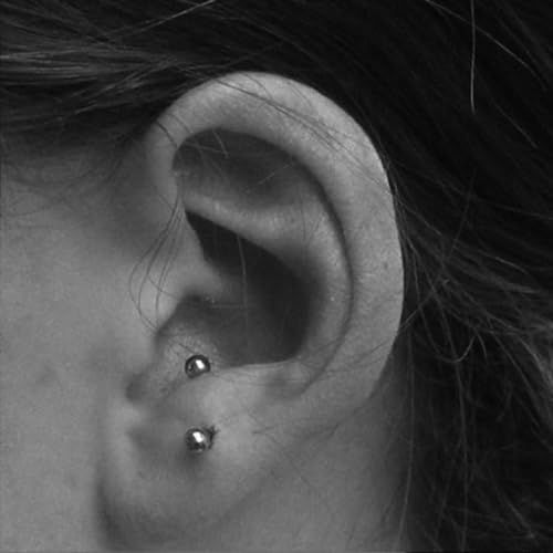 Rook Piercing Jewelry Rook Earrings for Women Eyebrow Rings Surgical Steel Vertical Labret Jewelry 16g 14g Curved Barbell Snug Daith Surface Tragus Piercing Jewelry Silver Gold - color: A6-4pcs+balls-gold