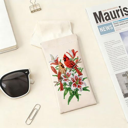 Diamond Art Painting Eye Glass Bag PU Sunglasses Glasses Storage Bag Built-in Glasses Cloth Press Automatic Closure - color: 3pcs-02