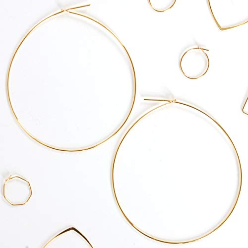 Thin Hoop Earrings for Women - Lightweight Wire Threader Loop Drop Dangles | Plated in 18K Gold or 925 Sterling Silver, Hypoallergenic and Safe for Sensitive Ears - color: 18K Gold Plated - 2.5" inch