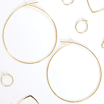 Thin Hoop Earrings for Women - Lightweight Wire Threader Loop Drop Dangles | Plated in 18K Gold or 925 Sterling Silver, Hypoallergenic and Safe for Sensitive Ears - color: 18K Gold Plated - 2.5" inch