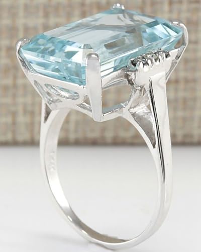 Trendy Oversize Sky Blue Square Cubic Zirconia Crystal Ring For Women Luxury Jewelry Cocktail Party Size 7 Lovely and attractive