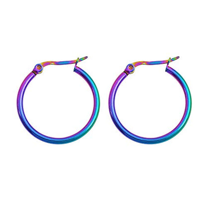 Rounded Hoops Earrings (20mm-60mm Diameter) - color: Rainbow 20mm