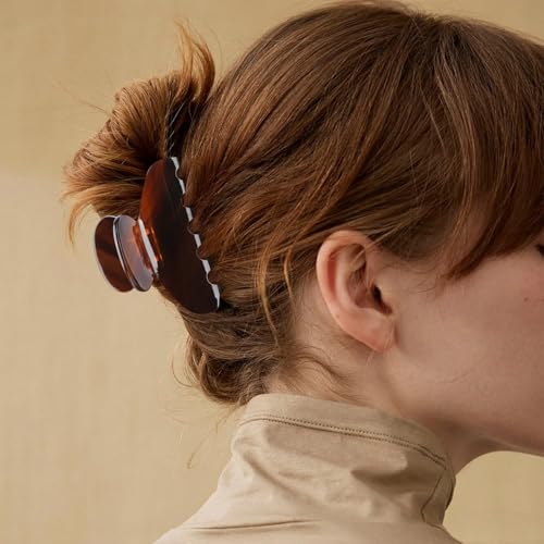 MAORULU Medium Cute Acetate Hair Claw Clips for Women Girls, 3 Inch Cherry Red Claw Clips for Thin & Medium Thick Hair, Durable French Banana Clip with Gift Box (Caramel) - color: Caramel