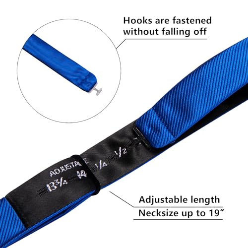 YOHOWA Bow Ties for Men Self-tied Silk Bowtie Solid Color with Lapel Pin and Handkerchief Cufflinks for Wedding Party Prom - color: Soild Deep Blue
