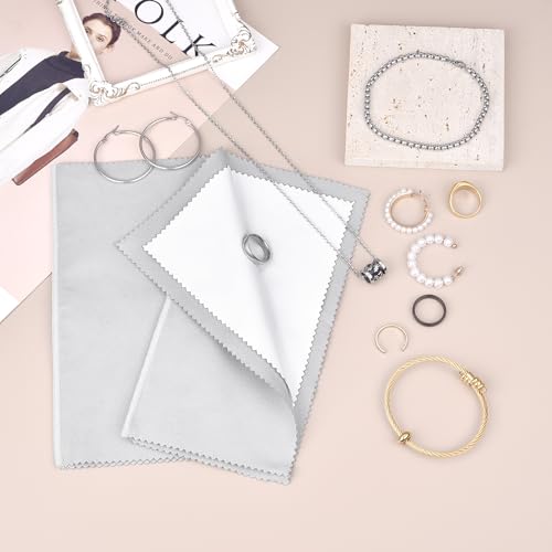 SEVENWELL Silver Polishing Cloth, Jewelry Cleaner Cloth for Sterling Silver Jewelry, Gold, Platinum, Silverware, Diamonds, Gemstones, Coins (20cm Light Grey Silver Cloth) - color: 20cm Light Grey Silver Cloth