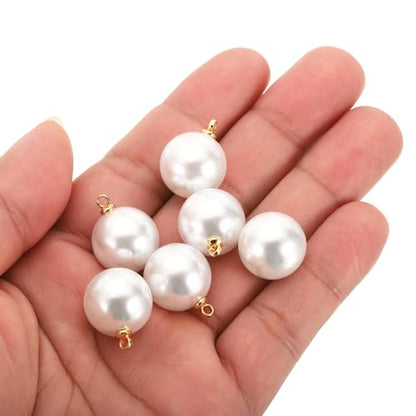 PATIKIL Pearl Charm, 100pcs Pearl Beads Faux Pearl Pendant Charm DIY for Jewelry Making Bracelets Earrings Necklace Crafts - color: Golden White, size: 16mm