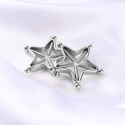 1 Pair Adults Non-Piercings Nipple Shield Adjustable Body Piercing Geometric Stars Nipple Clamp Ring Body Jewelry - color: #1 Silver
