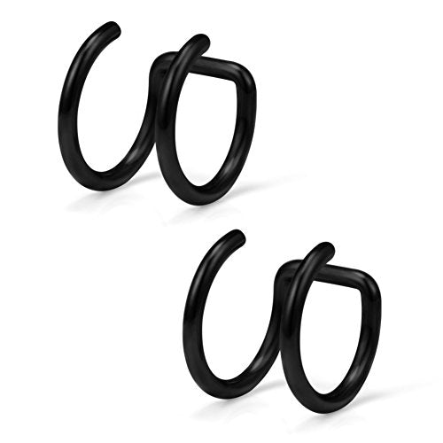 Stainless Steel Ear Cuff Non piercing Fake Clip-on Cartilage Earring Set Women Men 6pcs - color: 6PCS - Black