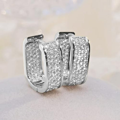 Luxury Paved Cubic Zirconia Hoop Earrings for Women Wedding Trendy Jewelry - color: E1933
