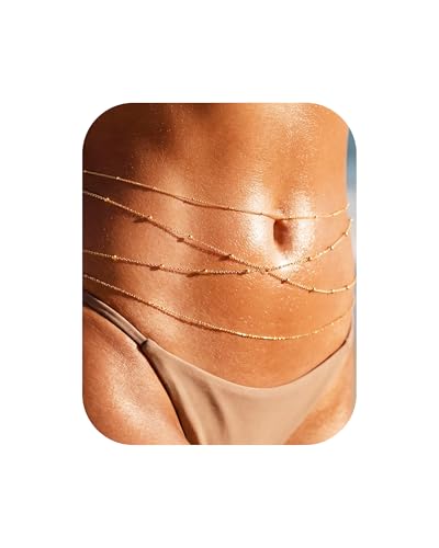 Hypoallergenic 18K Gold Waist Chains Set: 3 Pcs Waterproof 316L Surgical Stainless Steel Beaded Belly Body Chain Fashion Stomach Belt Hip Bikini Jewelry for Women - style: Gold - Beaded Waist