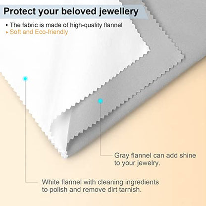Jewelry Cleaning and Polishing Cloth, 100% Pure Cotton Silver Polishing Cloth for Sterling Silver & Gold & Platinum Jewelry and Large Silverware, Reusable Soft Jewelry Cleaning Cloth (2)