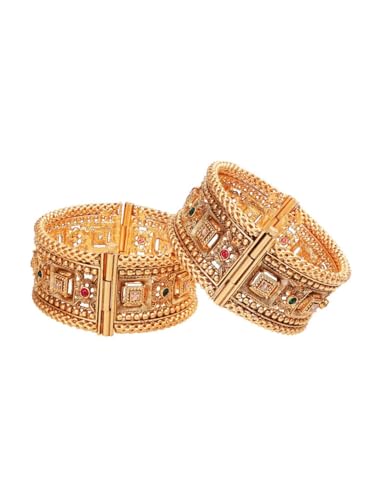 Efulgenz Indian Traditional Rhinestone Crystal Wedding Bangle Bracelet - color: Gold, size: 2-8